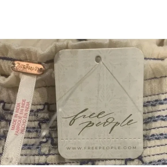 Free People Cream and Blue Jumpsuit with Wide-Leg Design - Picture 4 of 6